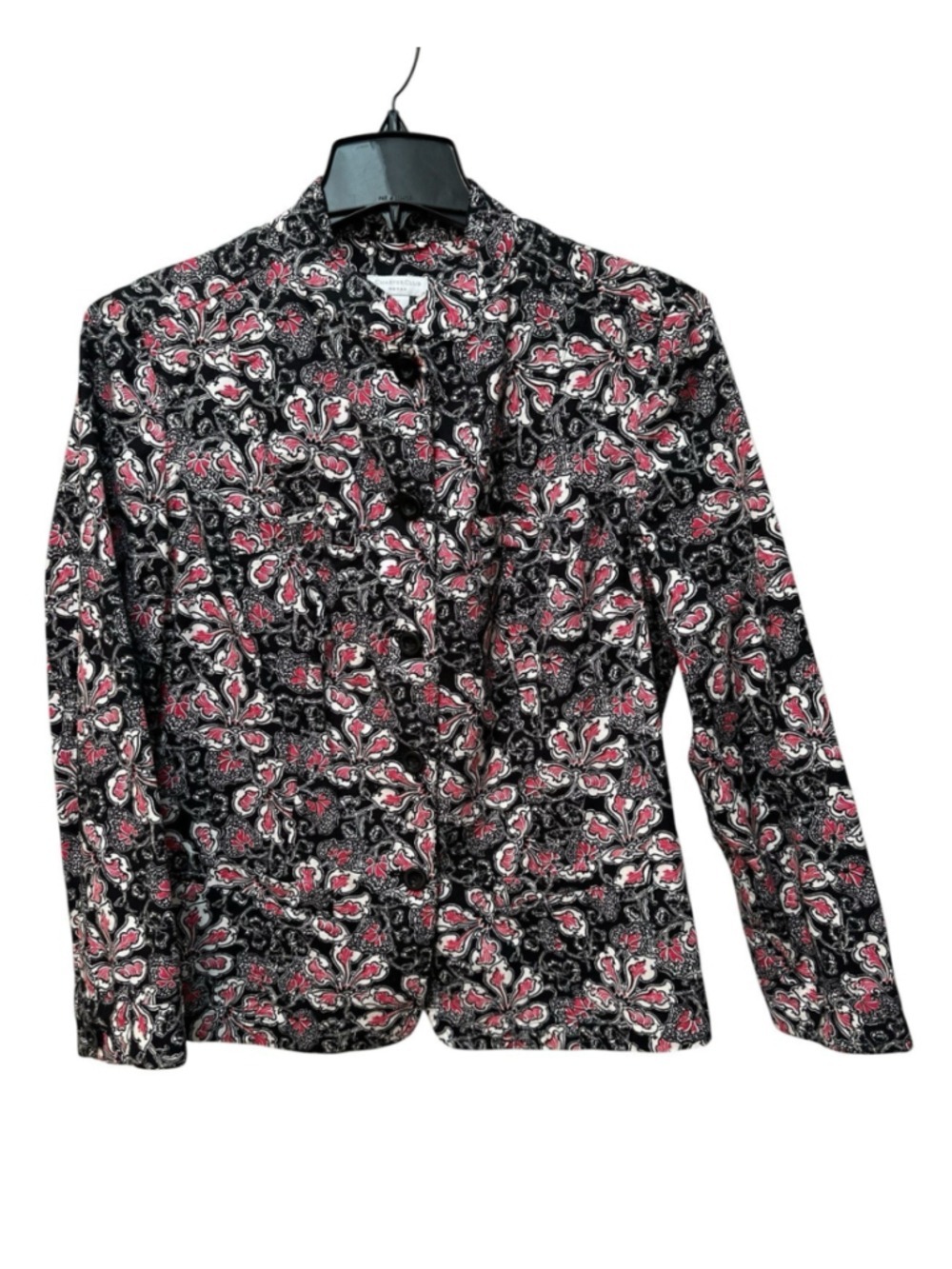 Charter Club Woman Floral Blazer Jacket Womens 1X Multicolor Long Sleeve Career